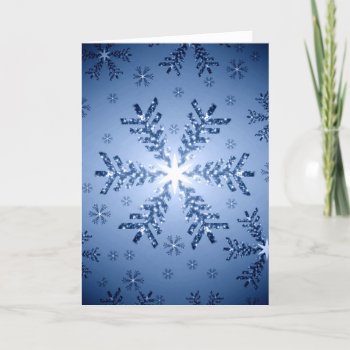 Christmas Tree Snowflake (Blue) Holiday Card