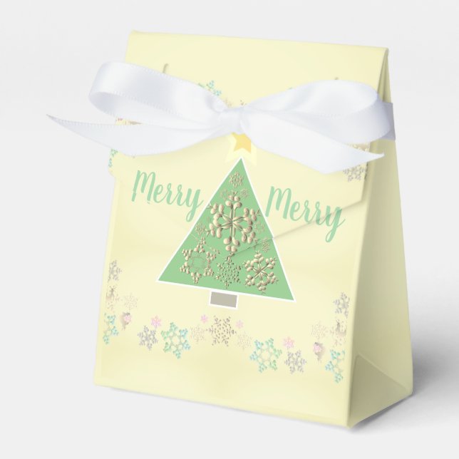 Christmas Tree Snowflake Favor Box (Front Side)
