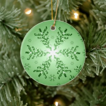 Christmas Tree Snowflake (Green) Ceramic Ornament