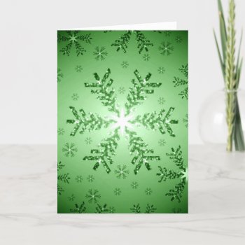 Christmas Tree Snowflake (Green) Holiday Card