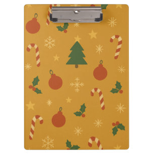 Christmas Tree, Snowflake & Holly Repeating Clipboard