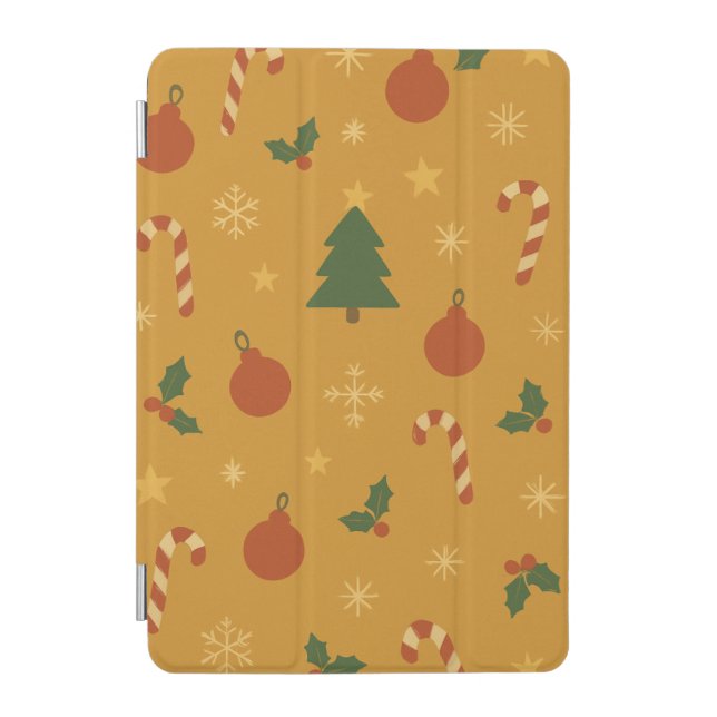 Christmas Tree, Snowflake & Holly Repeating  iPad Mini Cover (Front)