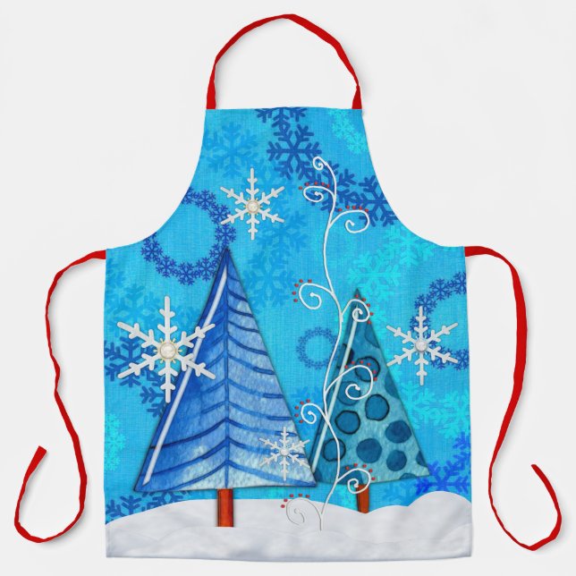 Christmas Tree & Snowflake Jeweled Apron (Front)