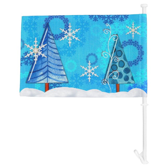 Christmas Tree & Snowflake Jeweled Car Flag (Back)