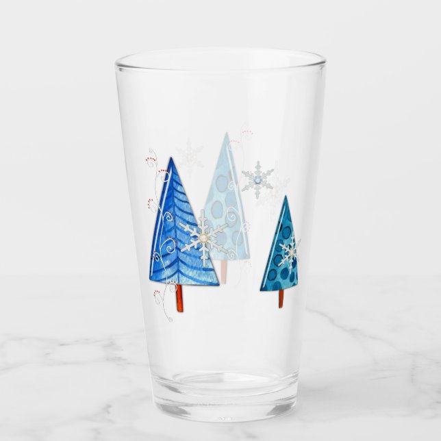 Christmas Tree & Snowflake Jeweled Glass (Front)