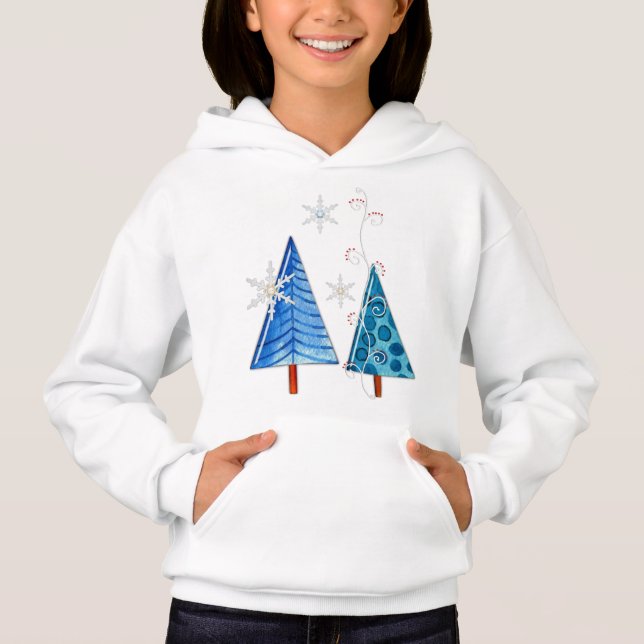 Christmas Tree & Snowflake Jeweled Hoodie (Front)