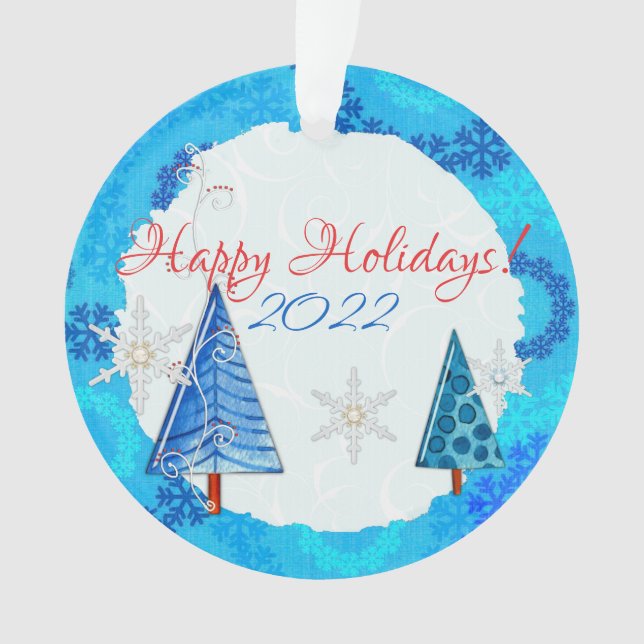 Christmas Tree & Snowflake Jeweled Ornament (Front)