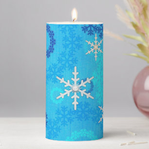 Christmas Tree & Snowflake Jeweled Pillar Candle