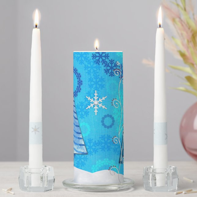 Christmas Tree & Snowflake Jeweled Unity Candle Set (In Situ)