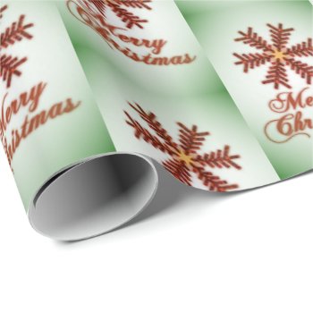 Christmas Tree Snowflake Merry Christmas (Green) Wrapping Paper