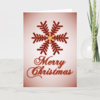 Christmas Tree Snowflake Merry Christmas (Red) Holiday Card