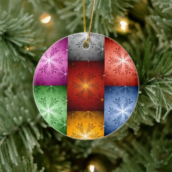 Christmas Tree Snowflake (Multi-Color) Ceramic Ornament