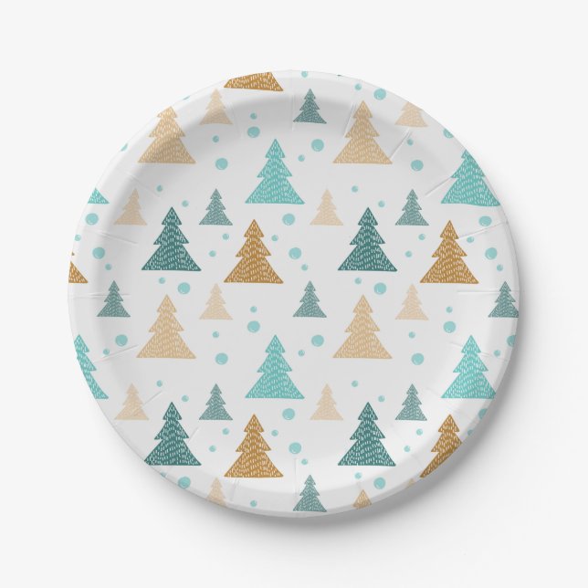 Christmas tree snowflake paper plates (Front)