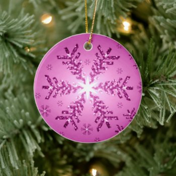 Christmas Tree Snowflake (Pink and Purple) Ceramic Ornament