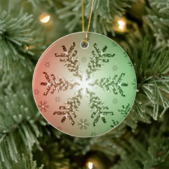 Christmas Tree Snowflake (Red and Green) Ceramic Ornament