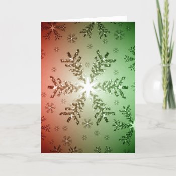 Christmas Tree Snowflake (Red and Green) Holiday Card
