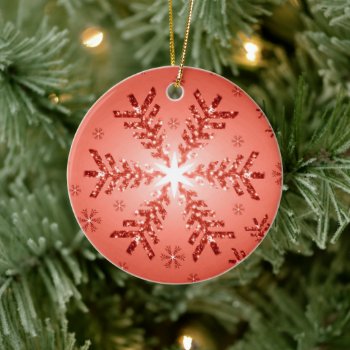 Christmas Tree Snowflake (Red) Ceramic Ornament