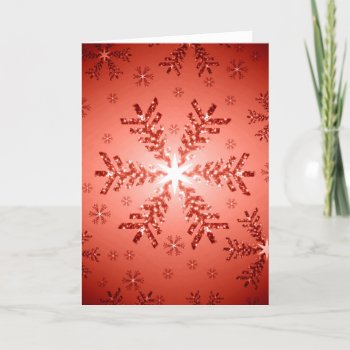Christmas Tree Snowflake (Red) Holiday Card