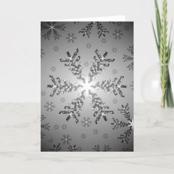 Christmas Tree Snowflake (Silver) Holiday Card