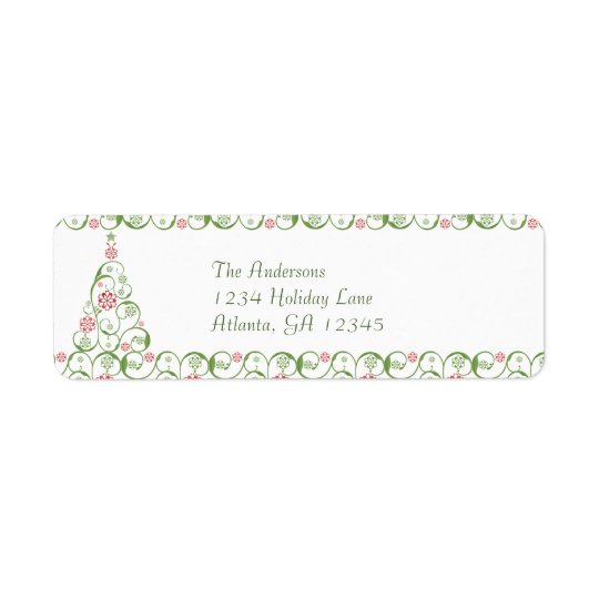 Christmas Tree Snowflake Swirl Christmas Return Label