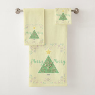 Christmas tree & Snowflake Wrapping Paper Bath Towel Set