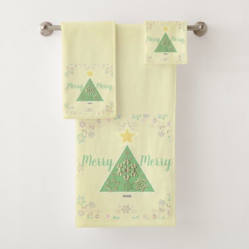 Christmas tree  Snowflake Wrapping Paper Bath Towel Set