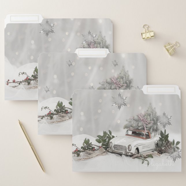 Christmas Tree,Snowflakes,Car,Holly Berries File Folder (Set)