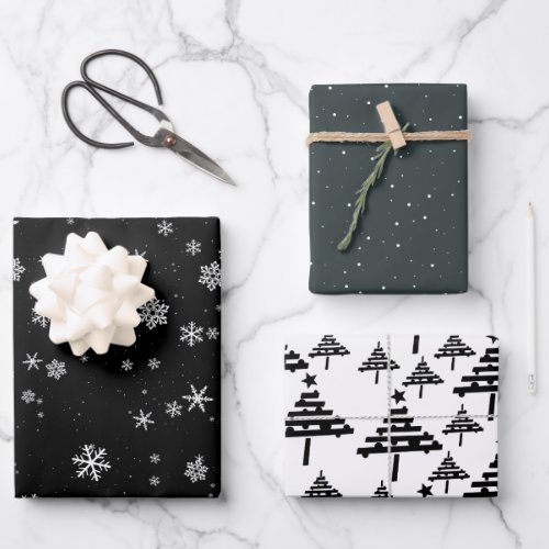 Christmas Tree Snowflakes Christmas Holidays Wrapping Paper Sheets