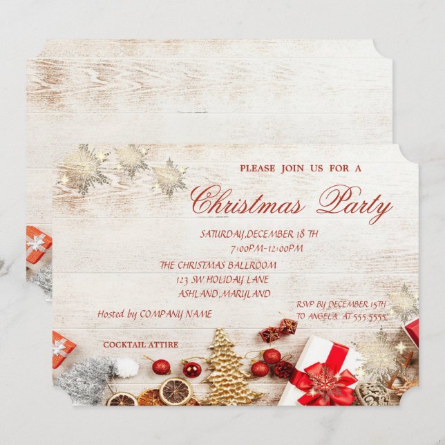 Christmas Tree Snowflakes,Company Christmas Party Invitation (Front/Back)