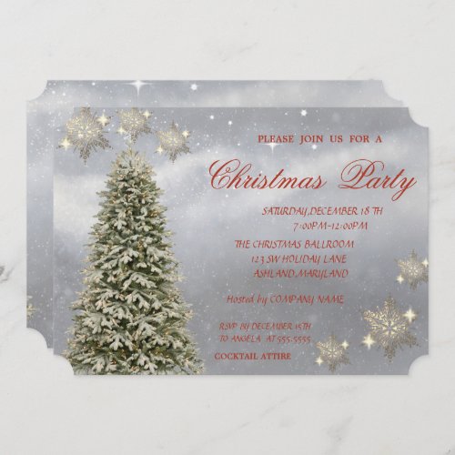 Christmas Tree SnowflakesCorporateChristmas Party Invitation