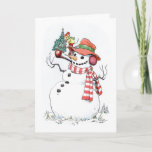 Christmas Tree Snowman Card<br><div class="desc">A tiny mouse decorates a Christmas tree in Snowman's pipe!  Keep the original caption "Merry Christmas and a Happy New Year, " or customize with your own greeting. We think the images look best on Matte paper. Illustration c. Wallace Tripp for Pawprints Greeting Cards,  Inc.</div>