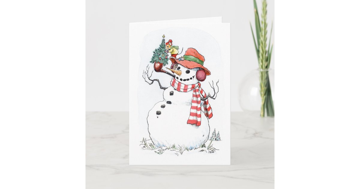 Christmas Tree Snowman Card | Zazzle