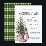 Christmas Tree Snowman Christmas Dinner Invitation<br><div class="desc">Christmas Tree Snowman Christmas Dinner Invitation, the perfect invitation for your holiday gathering. Invitation features a watercolor Christmas tree surrounded by gifts and an adorable snowman. Our high resolution template makes it so easy for you to customize your invitation. If you would like to customize your invitation further, please use...</div>