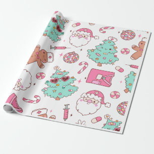 Christmas Tree Snowman Christmas Party I Wrapping Paper