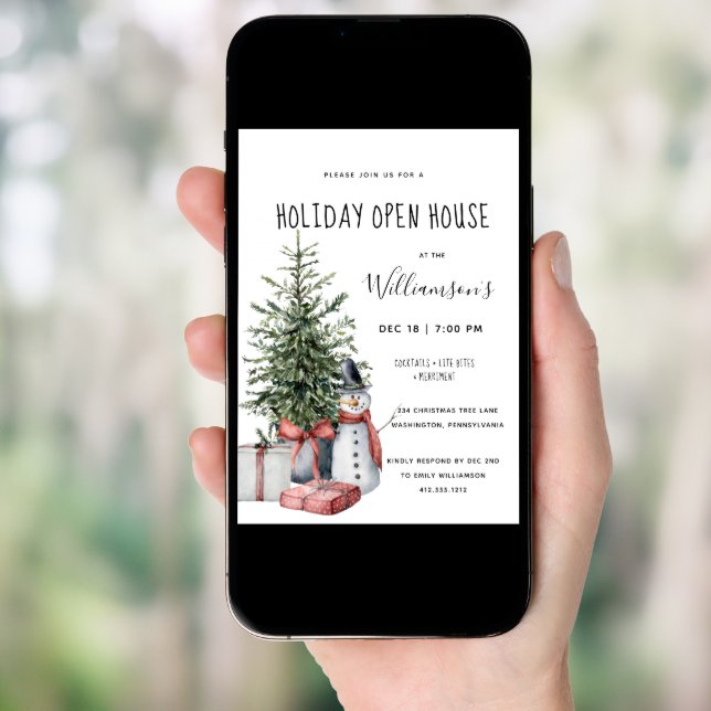 Christmas Tree Snowman Christmas Party  Invitation (Front Digital)