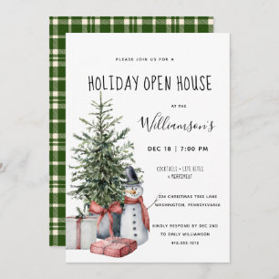 Christmas Tree Snowman Christmas Party  Invitation