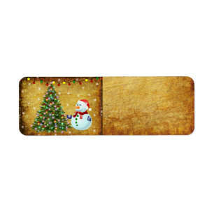 Christmas Tree Snowman Label