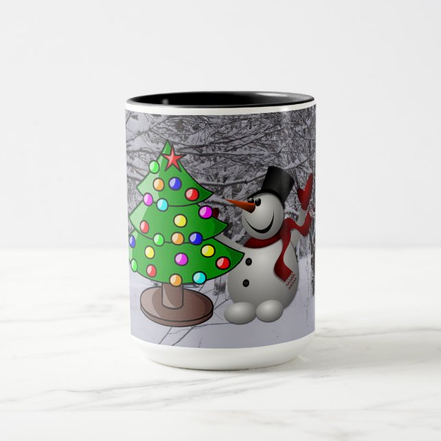 Christmas Tree, Snowman, Snow Scene Combo Mug (Center)