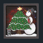 Christmas Tree Snowman Surprise Art Print Jewelry Box<br><div class="desc">You are viewing The Lee Hiller Design Collection. Apparel,  Gifts & Collectibles Lee Hiller Photography or Digital Art Collection. You can view her Nature photography at http://HikeOurPlanet.com/ and follow her hiking blog within Hot Springs National Park.</div>