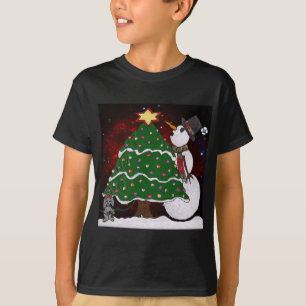 Christmas Tree Snowman Surprise Art Print T-Shirt
