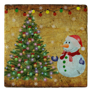 Christmas Tree Snowman Trivet