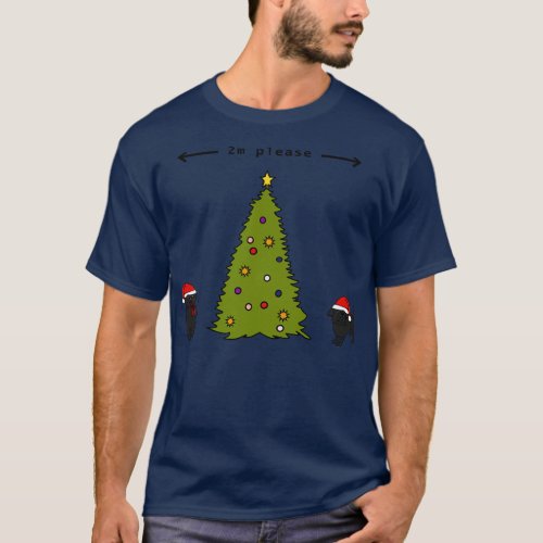 Christmas Tree Social Distancing Cat and Dog T_Shirt
