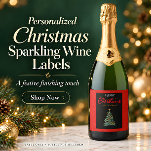 Christmas Tree Sparkling Wine Bottle Label