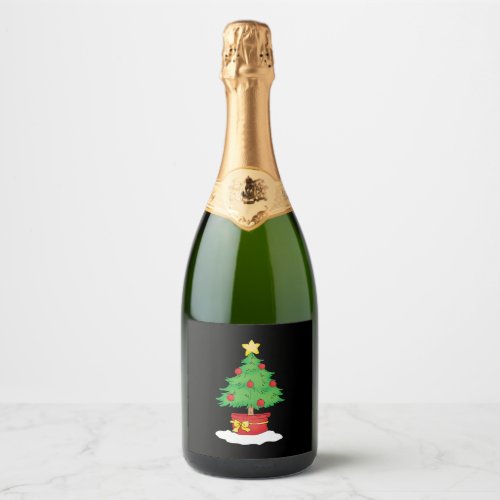 Christmas Tree Sparkling Wine Label
