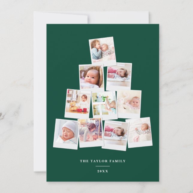 Christmas Tree Square Kids Multi Photo Gallery Holiday Card (Front)