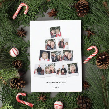 Christmas Tree Square Kids Photo Collage Holiday Card by BanterandCharm at Zazzle