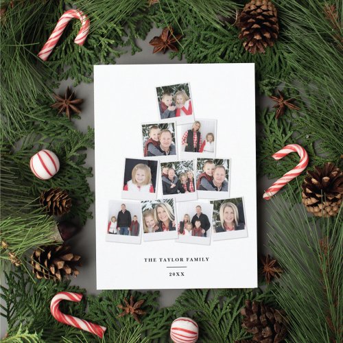 Christmas Tree Square Kids Photo Collage Holiday Card