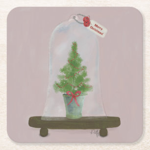 Christmas Tree Square Paper Coaster