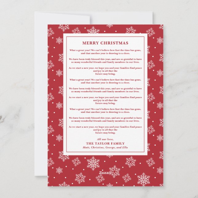 Christmas Tree Square Photo Gallery Long Message Holiday Card (Back)