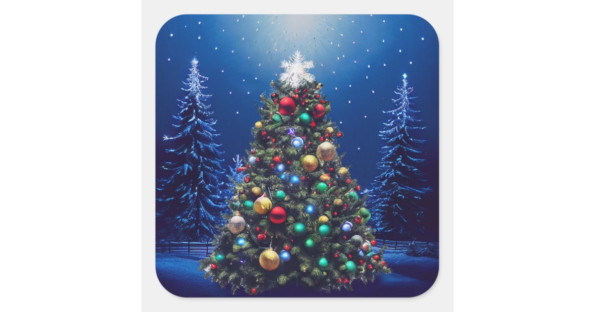 Christmas Tree Square Sticker | Zazzle